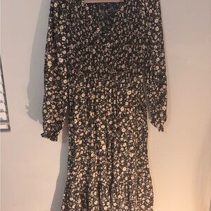 Floral Black and White Women's Dress